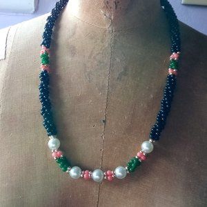 Vintage 1980s twisted strand beaded necklace